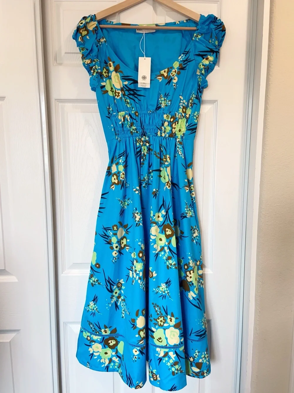 NWT $448 Tory Burch Printed Scoop-Neck Dress
